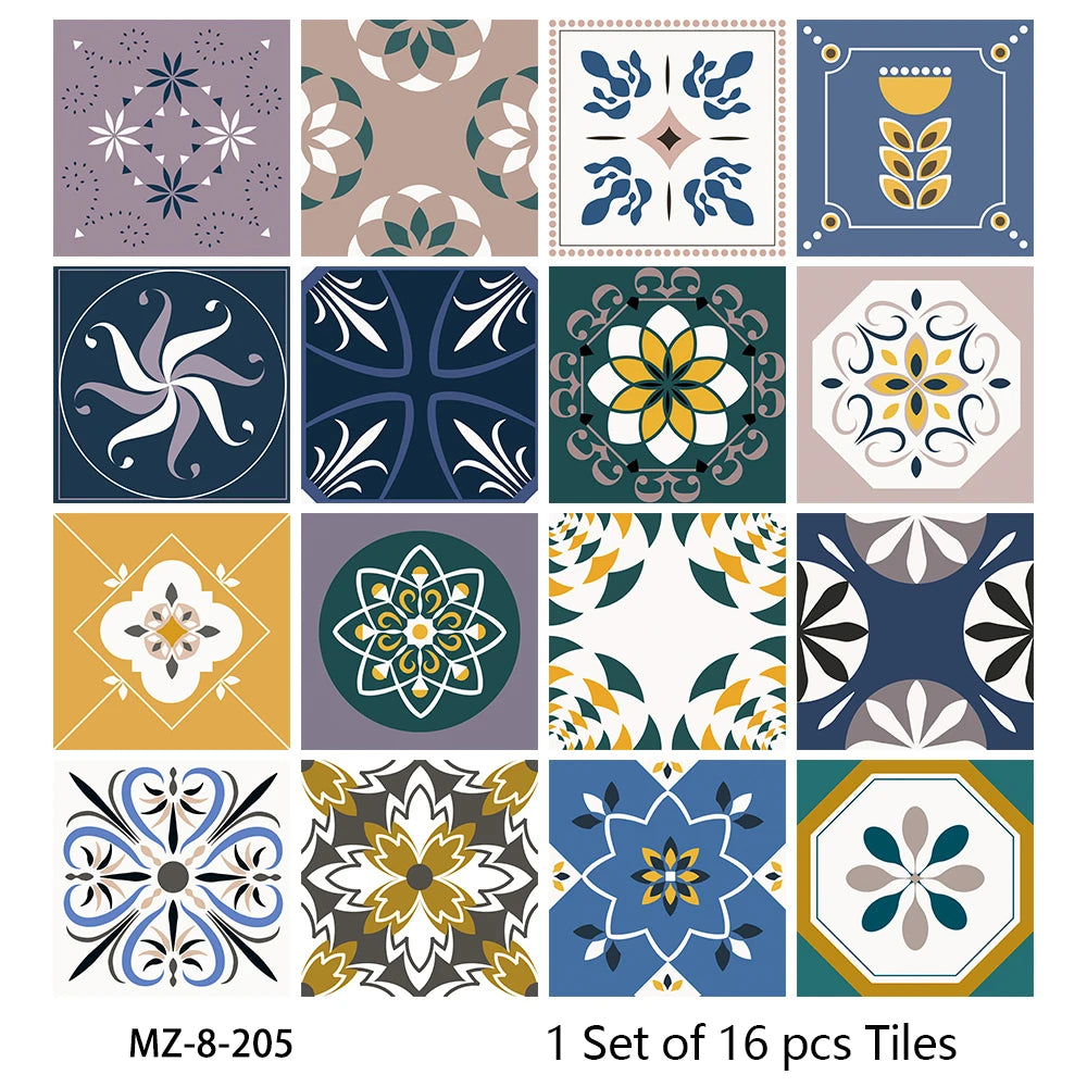 Waterproof Tiles, Peel And Stick, 16 Pieces/Set, PVC