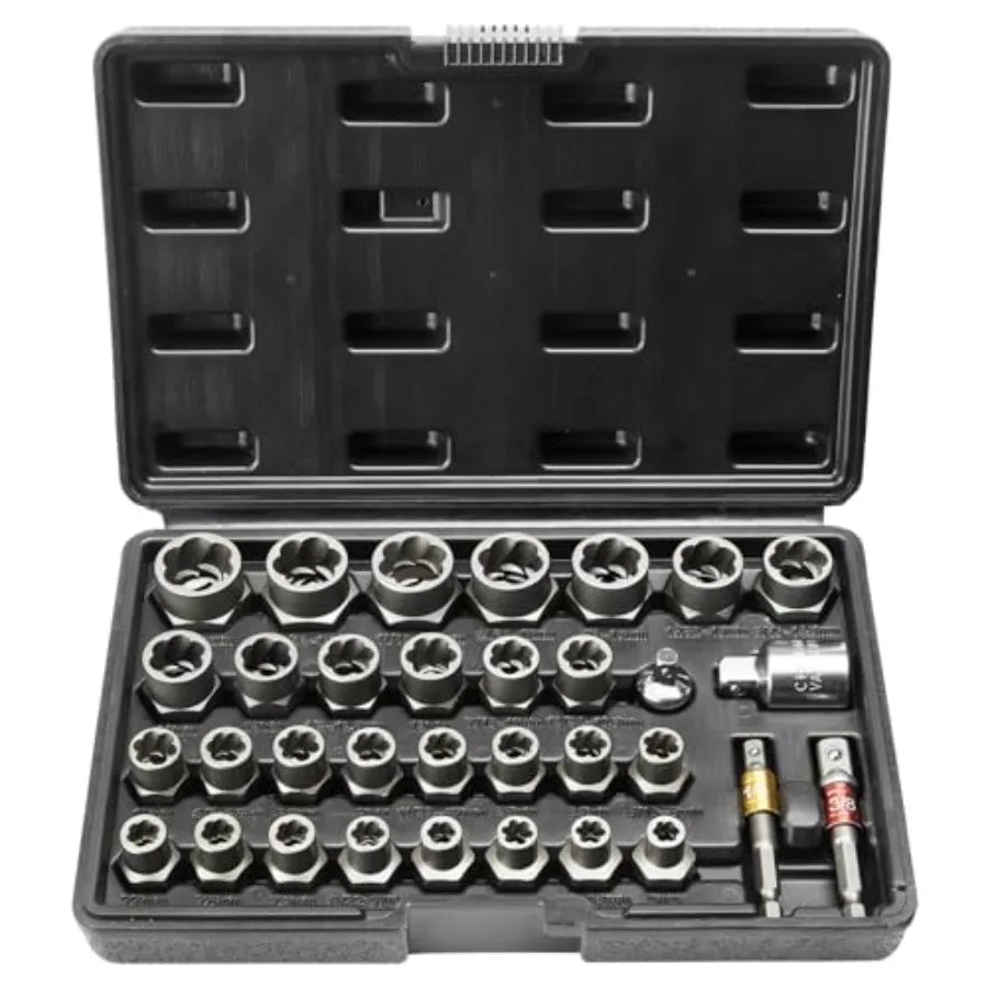Vevor Bolt Extractor Set, 27, 33, 41, 49,54,63, 65-Piece Bolt and Nut Remover Set, 6mm to 10mm, 13/32" to 3/4", CR-MO Steel Extraction Socket Set with Storage Case