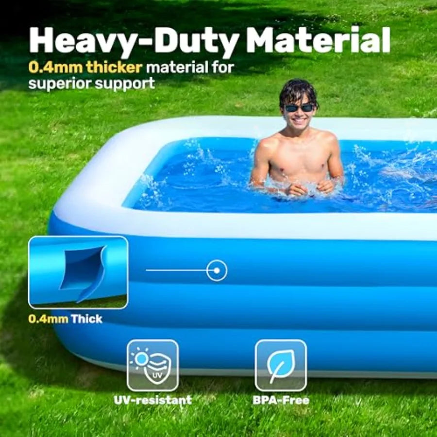 Joyfy Inflatable Pool for Adults with Seats 120" x 72" x 22" Full-Sized Blow Up Durable Thickened Above Ground Pool Large Swim