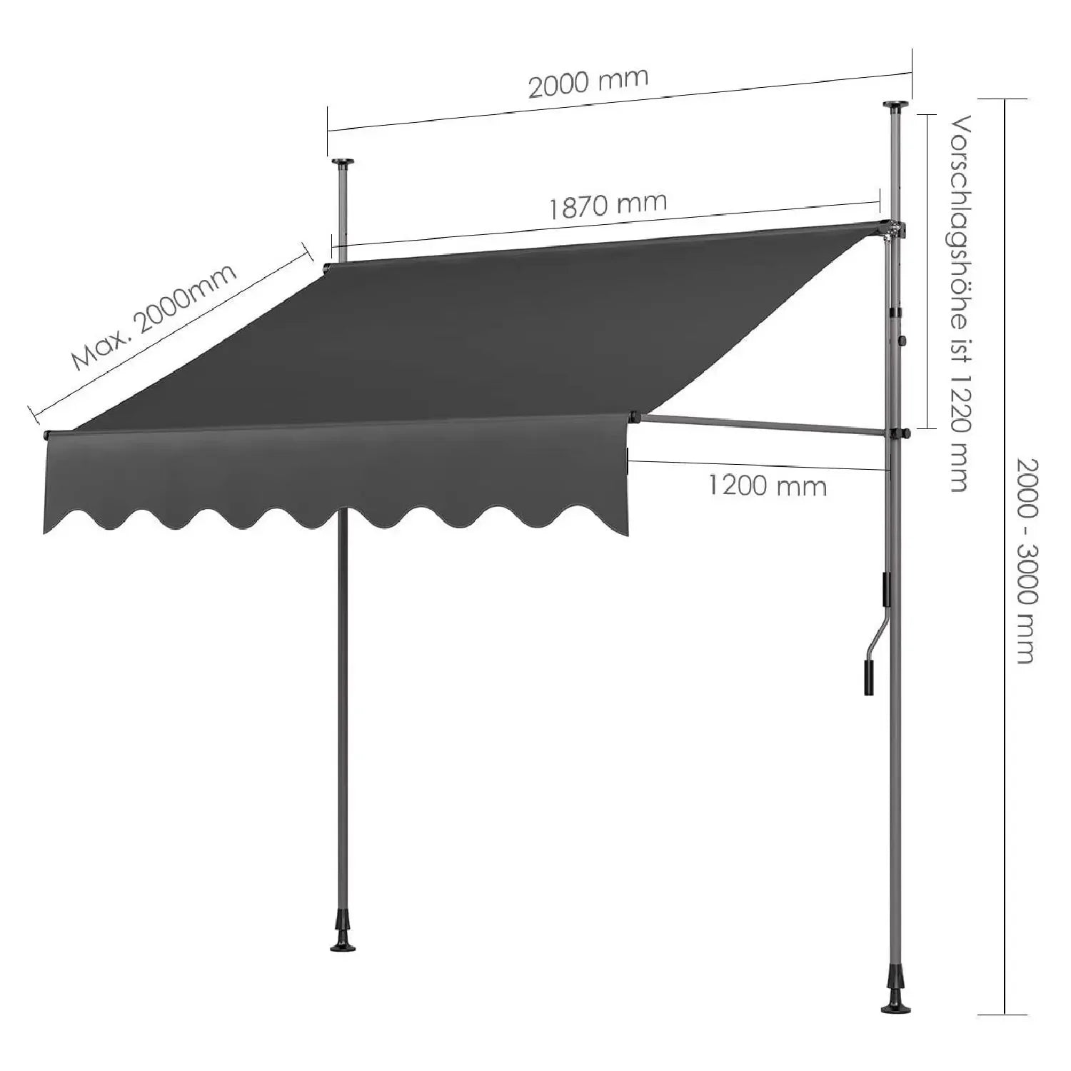 Awning For Balcony And Patio, Garden Awning, Awning With Hand crank
