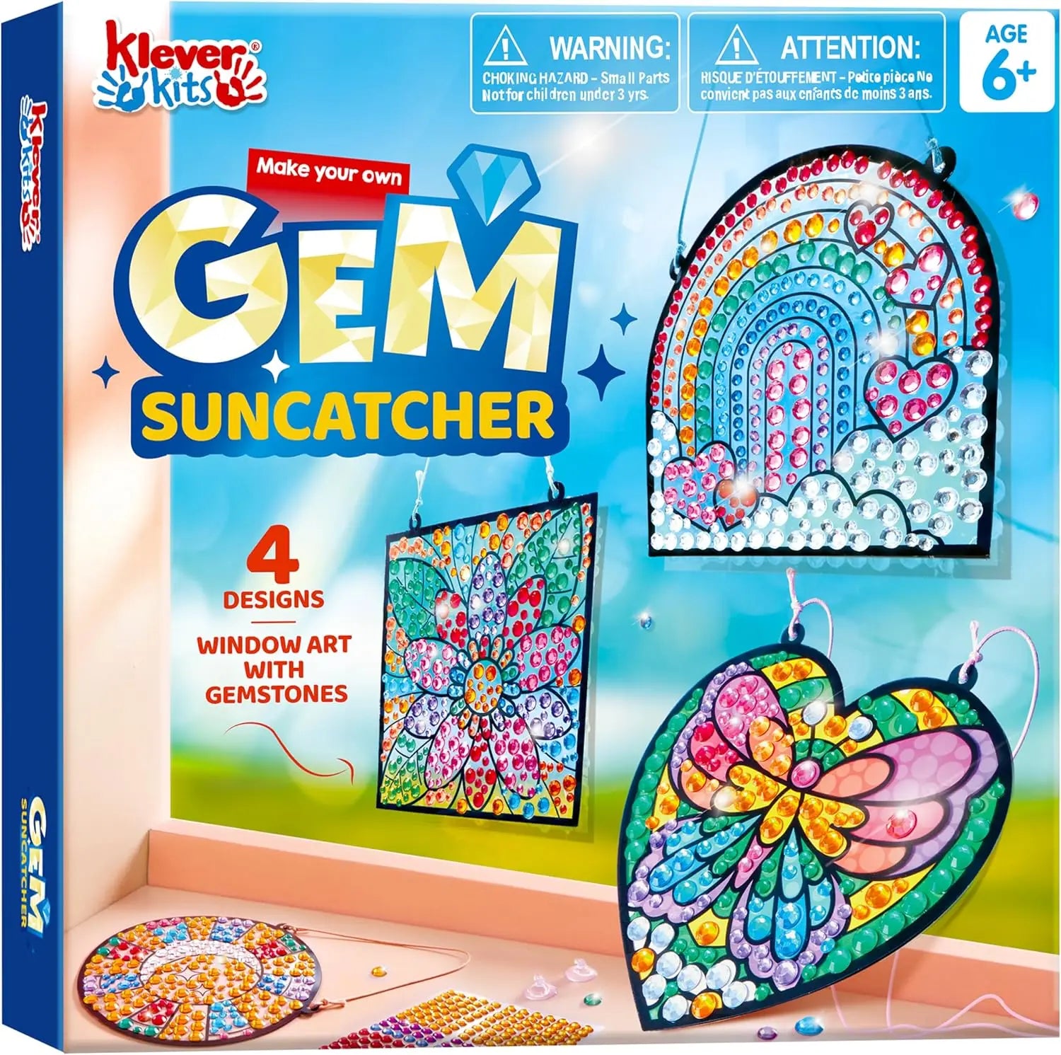 JOYFY 4PCS Window Art, 2-in-1 Gems and Gels Suncatcher, Diamond and Gels Arts & Crafts,