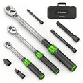 TaskStar 1/4" & 3/8" & 1/2" Drive Click Torque Wrench Kit 8pcs ±3% Accuracy 72 Tooth Dual Scale Ratchet Wrench for Bike/Moto Repair