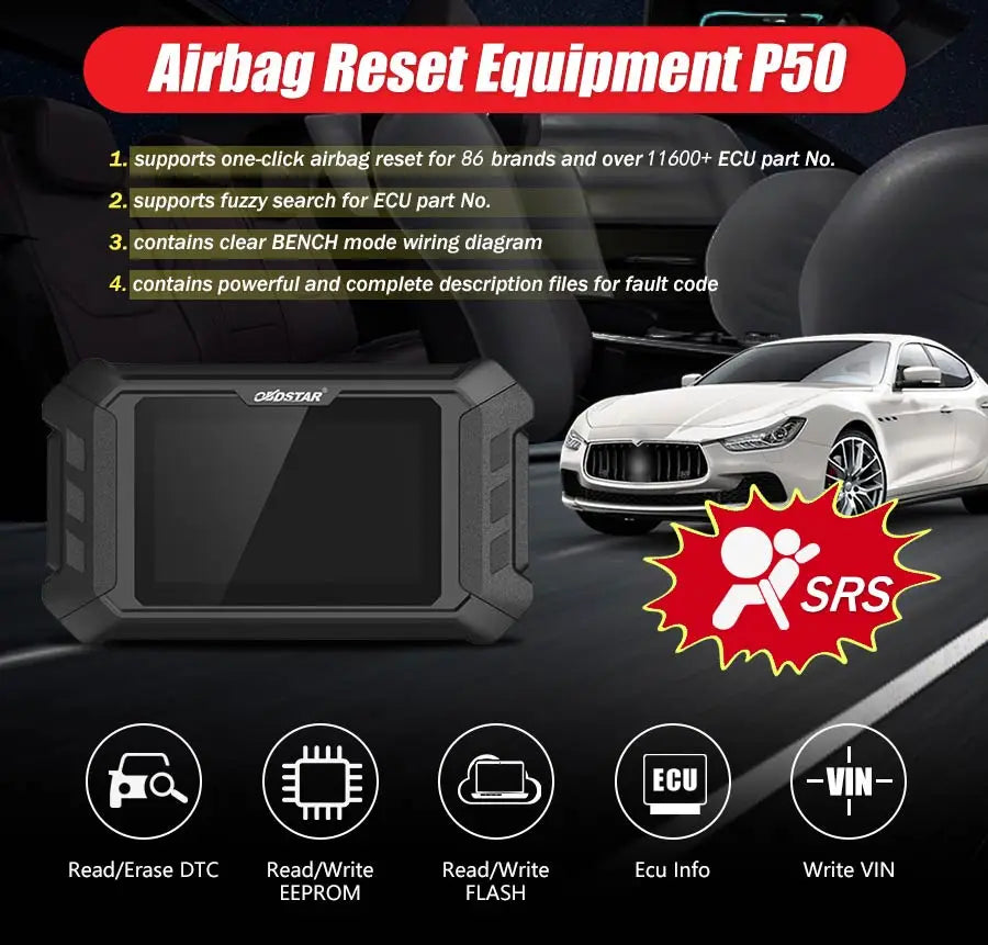 OBDSTAR P50 Airbag Reset + PINCODE Intelligent Airbag Reset Equipment Covers 102 Brands and Over 16000+ECU Part No.with P004/CAN FD