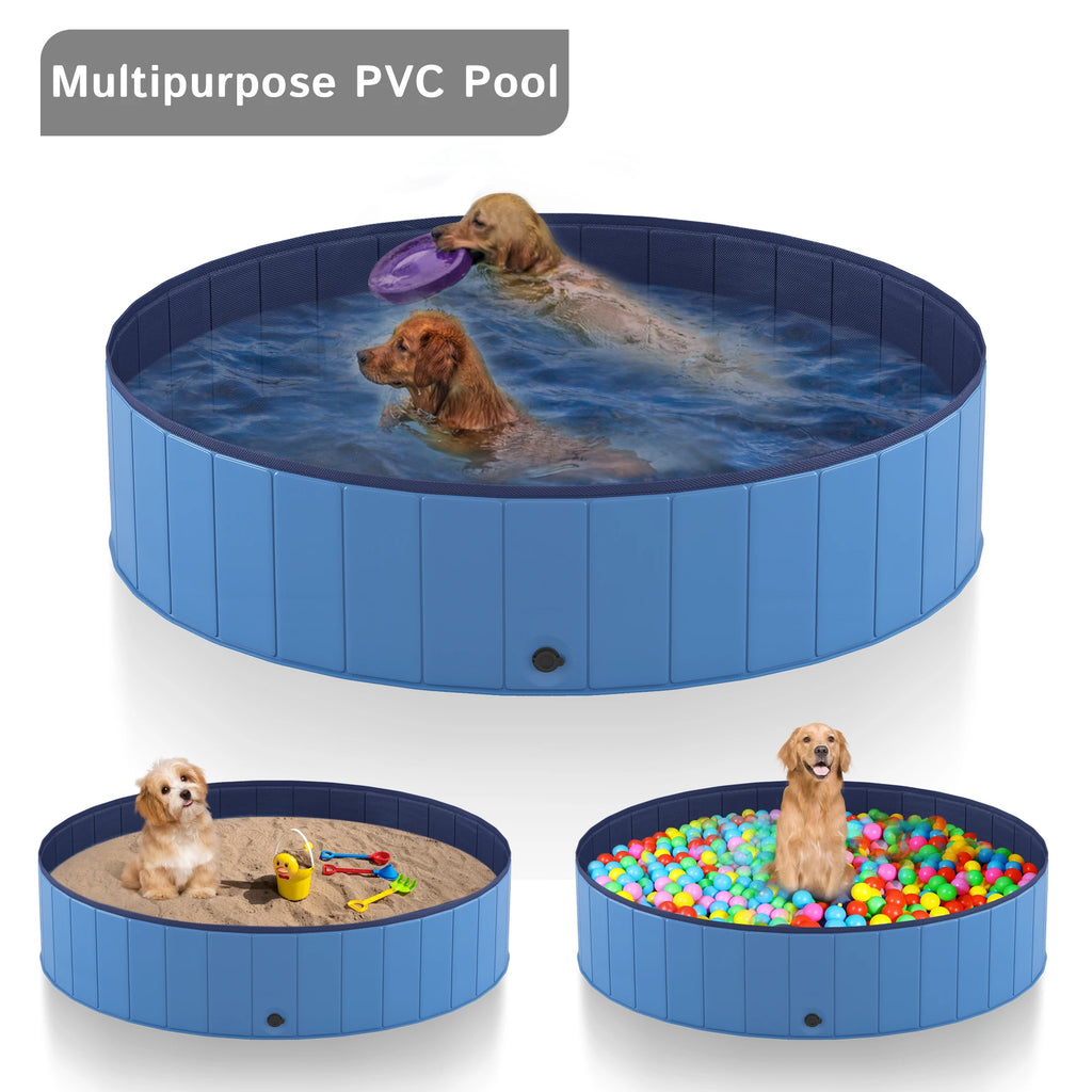 Portable Dog Pool, Foldable Pet Swimming Pool, Anti-Slip Collapsible Pet Pool, Hard Plastic Pool for Pets.