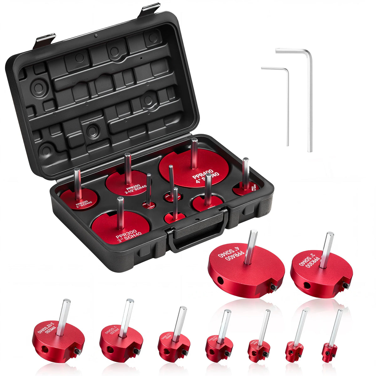 SucceBuy PVC Pipe Reamer Kit 5/7/9 PCS Fitting Socket Saver, Fits Standard 1/2" Drills Plumbing Tool Kit for PVC, ABS, CPVC Pipe