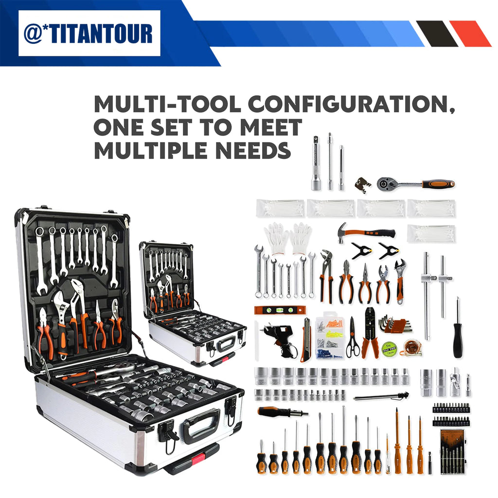 TitanTour Model Number: WBTOOL999PCS  999-Piece Professional Industrial Repair Tool Set, Automotive Electrician Mechanical Household Multifunctional, Including Wrench