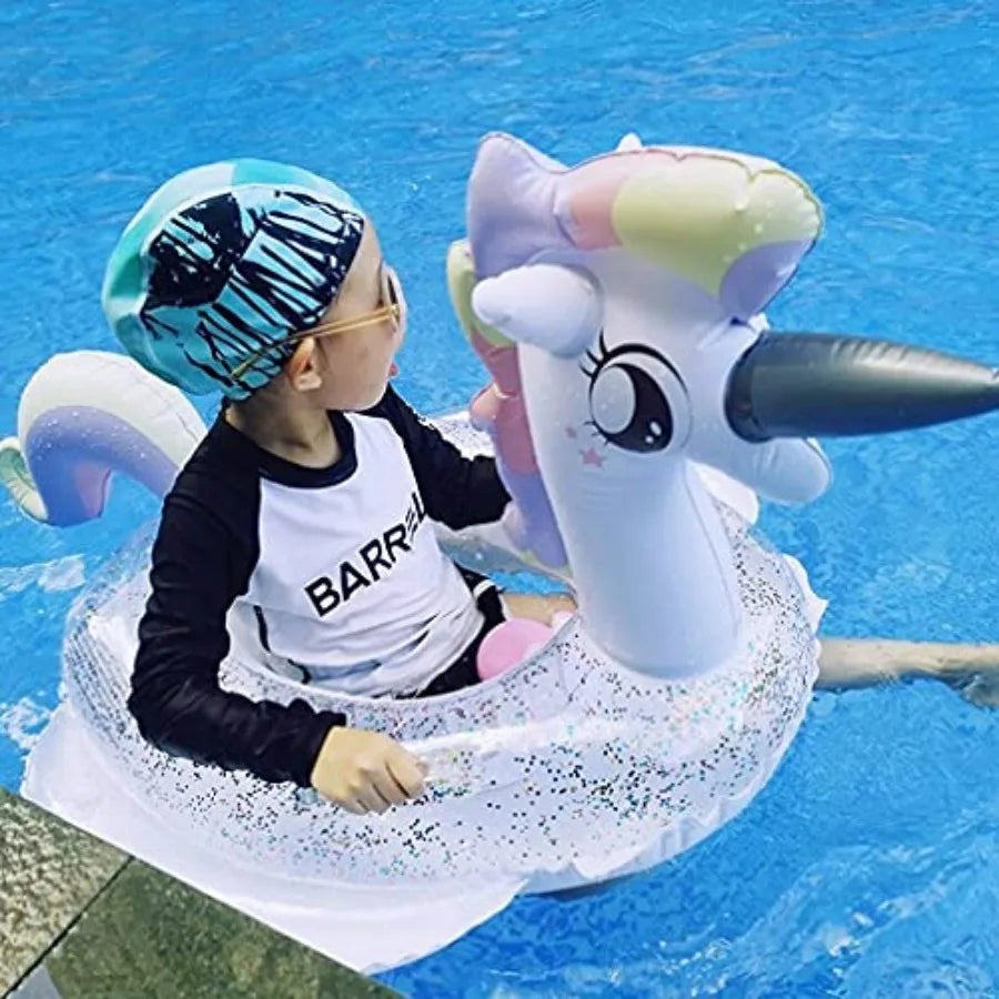 Toddler Pool Floats, Inflatable Float Raft with Handle, Water Swim Beach Floaties Toys Party Supplies, Baby Swimming Ring