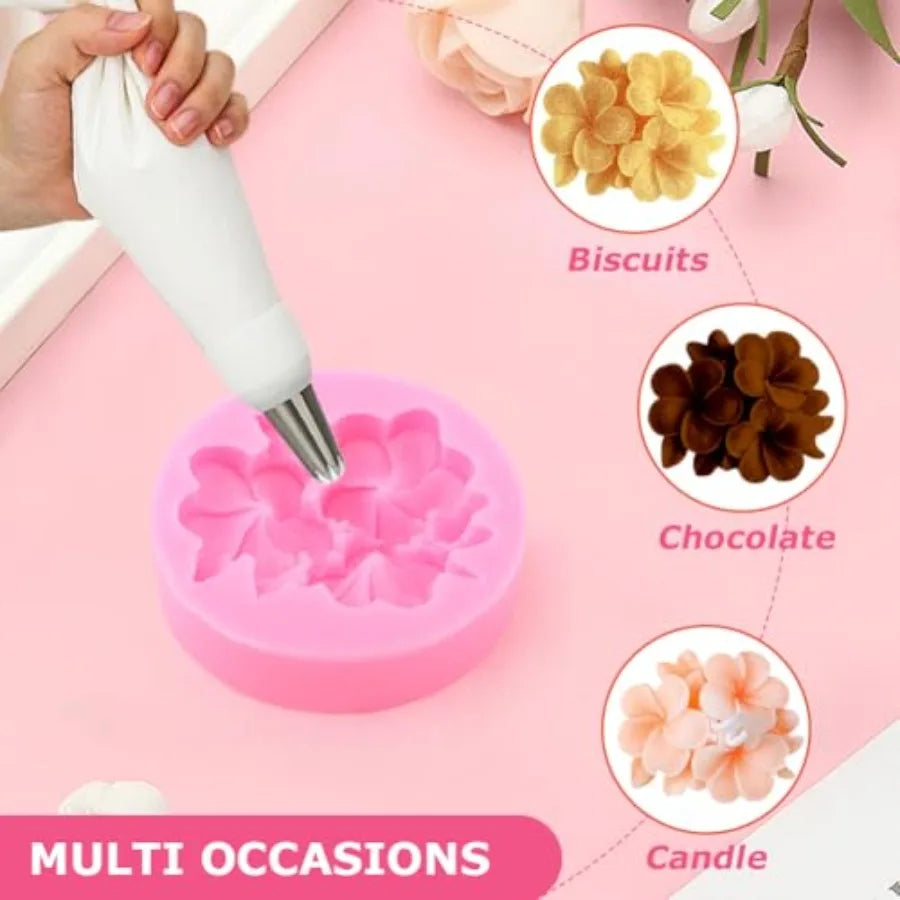 2PCS Flower Silicone Mold 3D Cute Flower Resin Candle Molds for Candle Making Fondant Chocolate Cake Decorating Soap Wax Resin