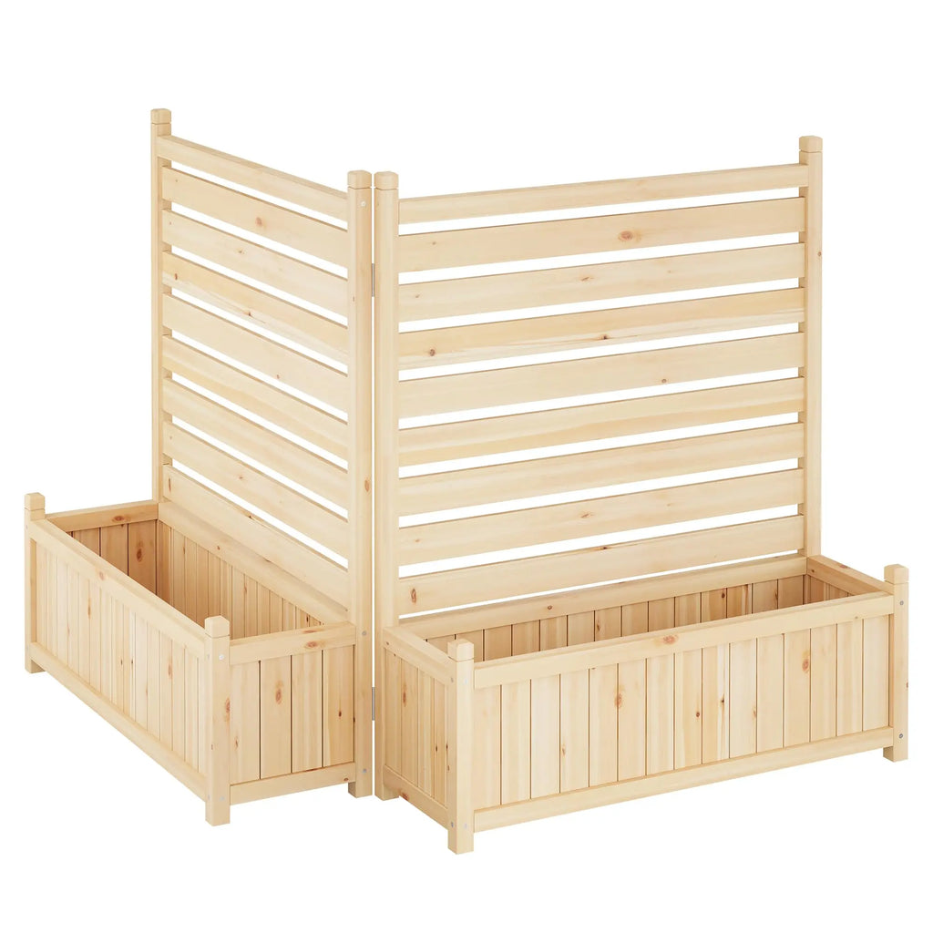 Planter with Trellis, Wooden Raised Bed, Outdoor Planter Box Privacy Fence Panels for Patio Balcony Trash Can to Grow Vegetables