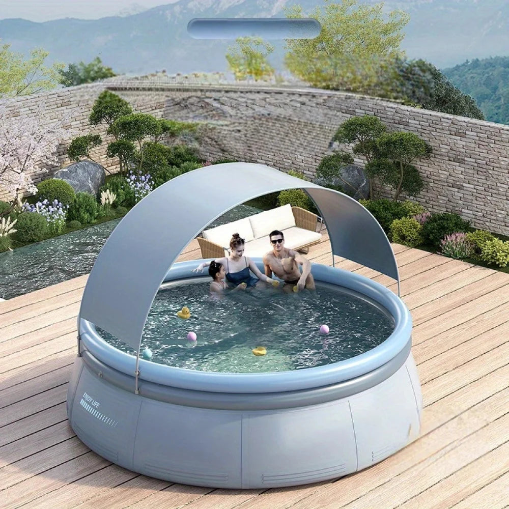 118.11*25.98in Accommodates 7 people Inflatable Swimming Pool Extra-large Blow up Pool, Round Inflatable Pools Adult, Family Swimming Pool , Top Ring Summer Water Party Pools for Outdoor, Backyard