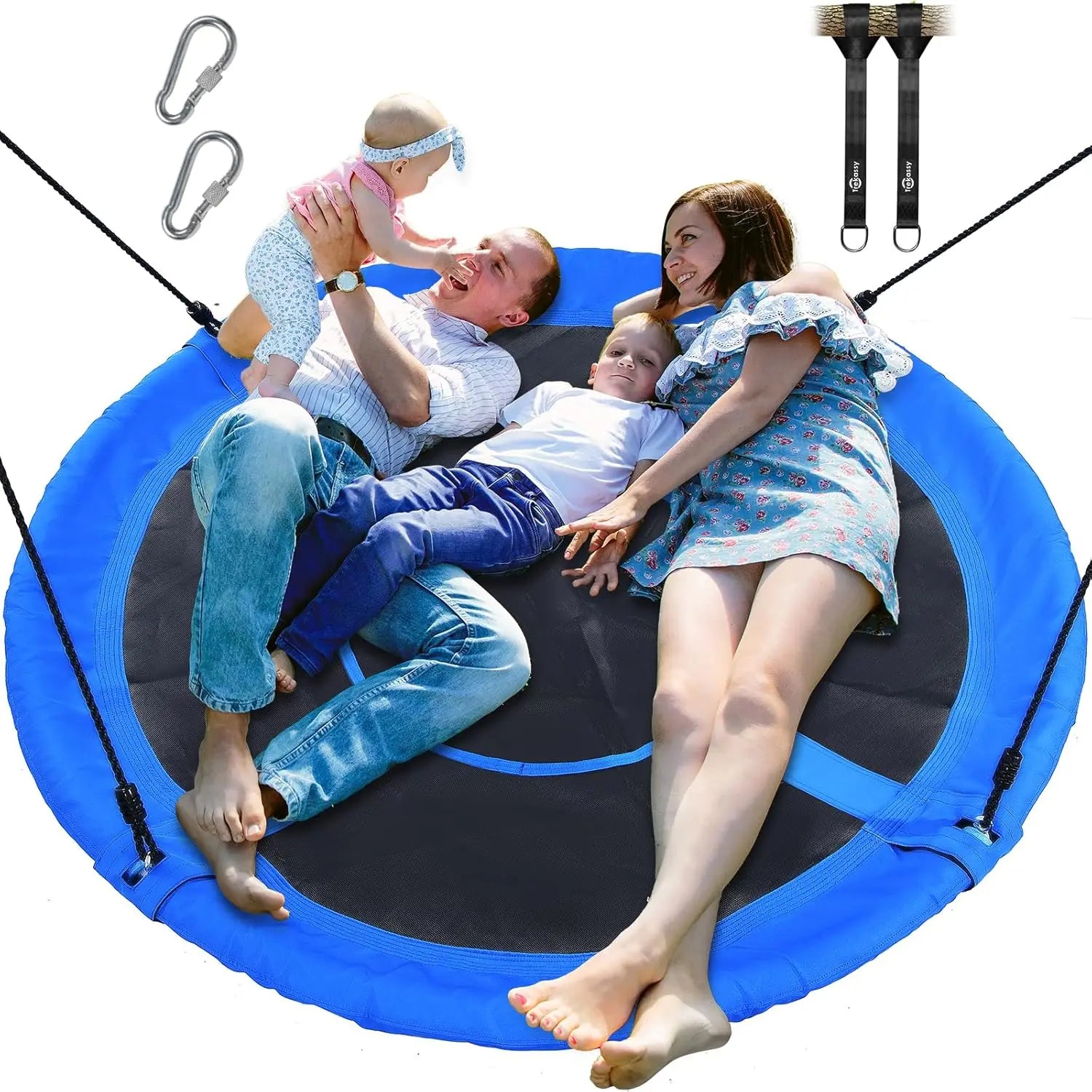 60" Large Saucer Tree Swing for Kids Adults 900D Oxford Waterproof with Hanging Straps