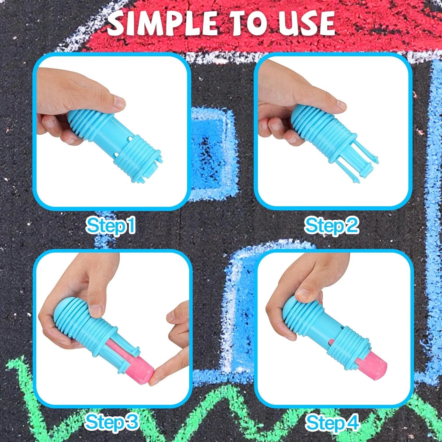 46-Piece Washable Sidewalk Chalk Set, Sidewalk Chalk with Holders, Jumbo Chalk Sticks for Kids Outdoor Fun and Creativity
