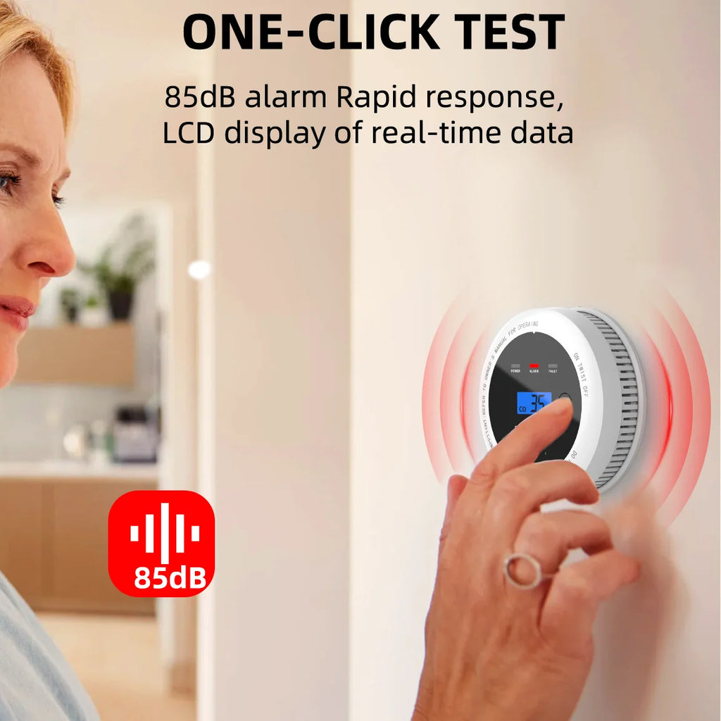 CHZHVAN 2 in 1 Smoke Detector Carbon Monoxide Detector,Smoke Alarm with Display 85dB Alarm  Fire Alarm for Kitchen,House