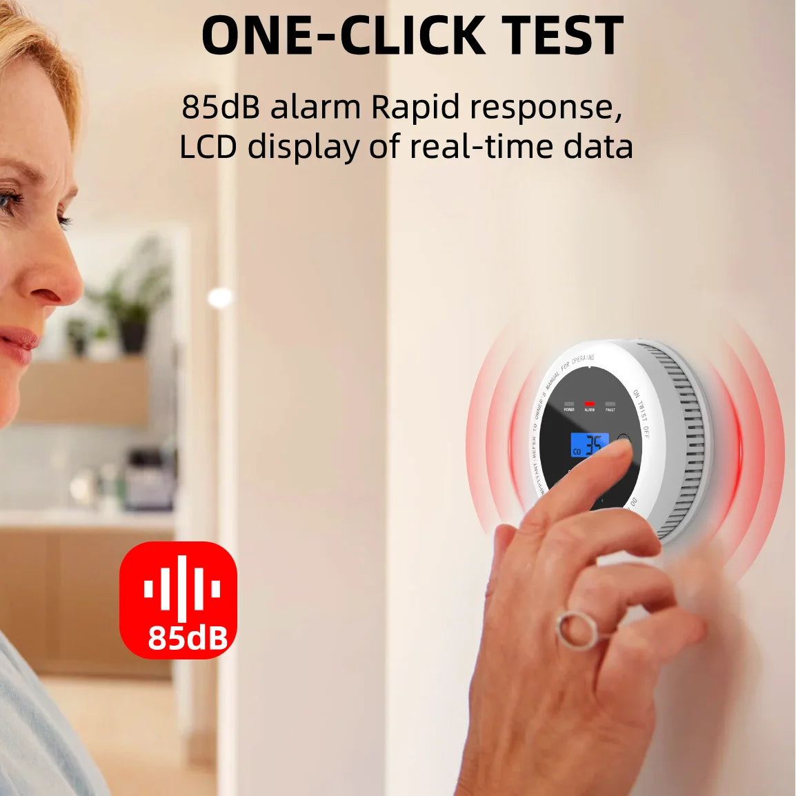 CHZHVAN 2 in 1 Smoke Detector Carbon Monoxide Detector,Smoke Alarm with Display 85dB Alarm  Fire Alarm for Kitchen,House