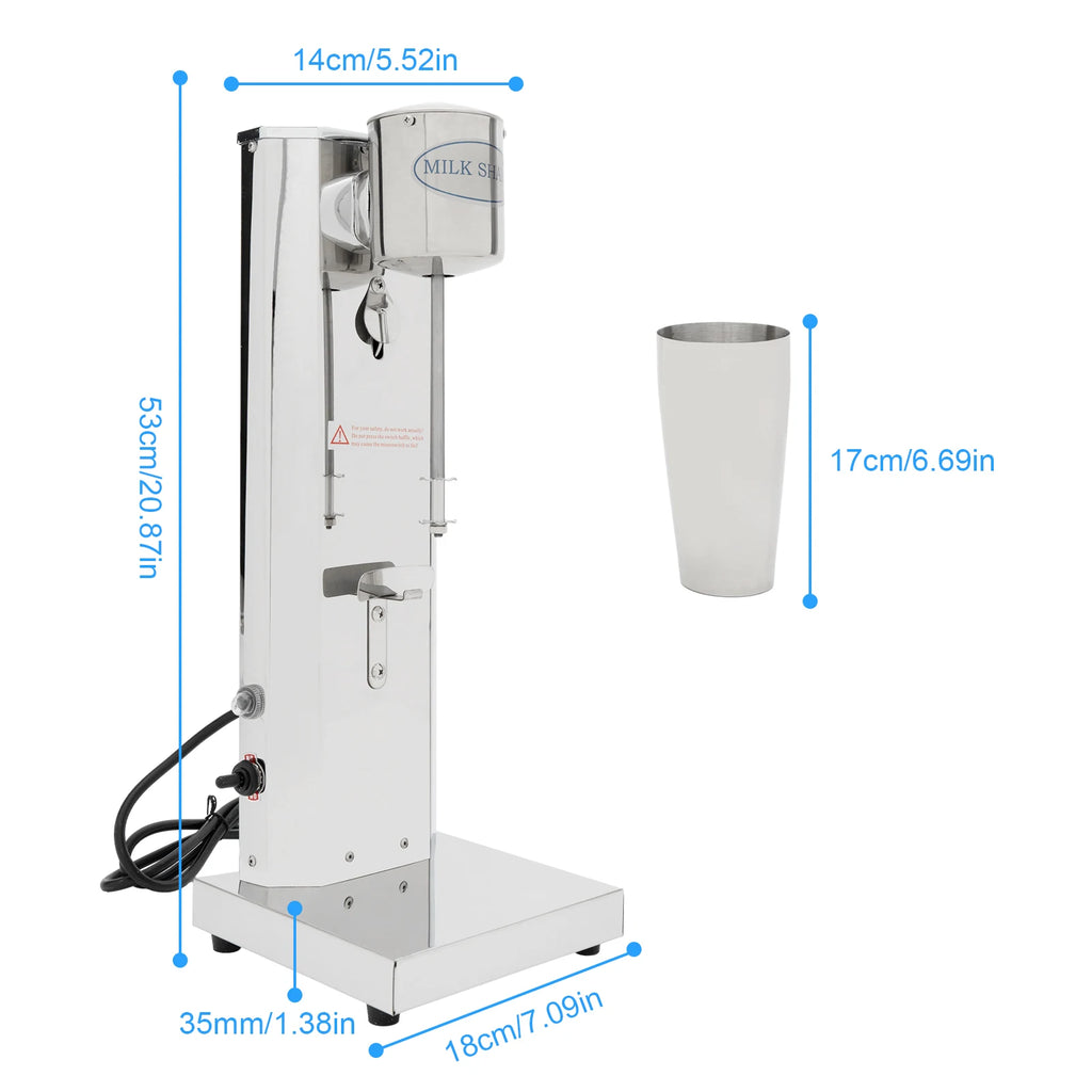 180W 650ML Commercial Milk Shake Machine Stainless Steel Milkshaker Machine 18000rpm Milk Cream Mixer