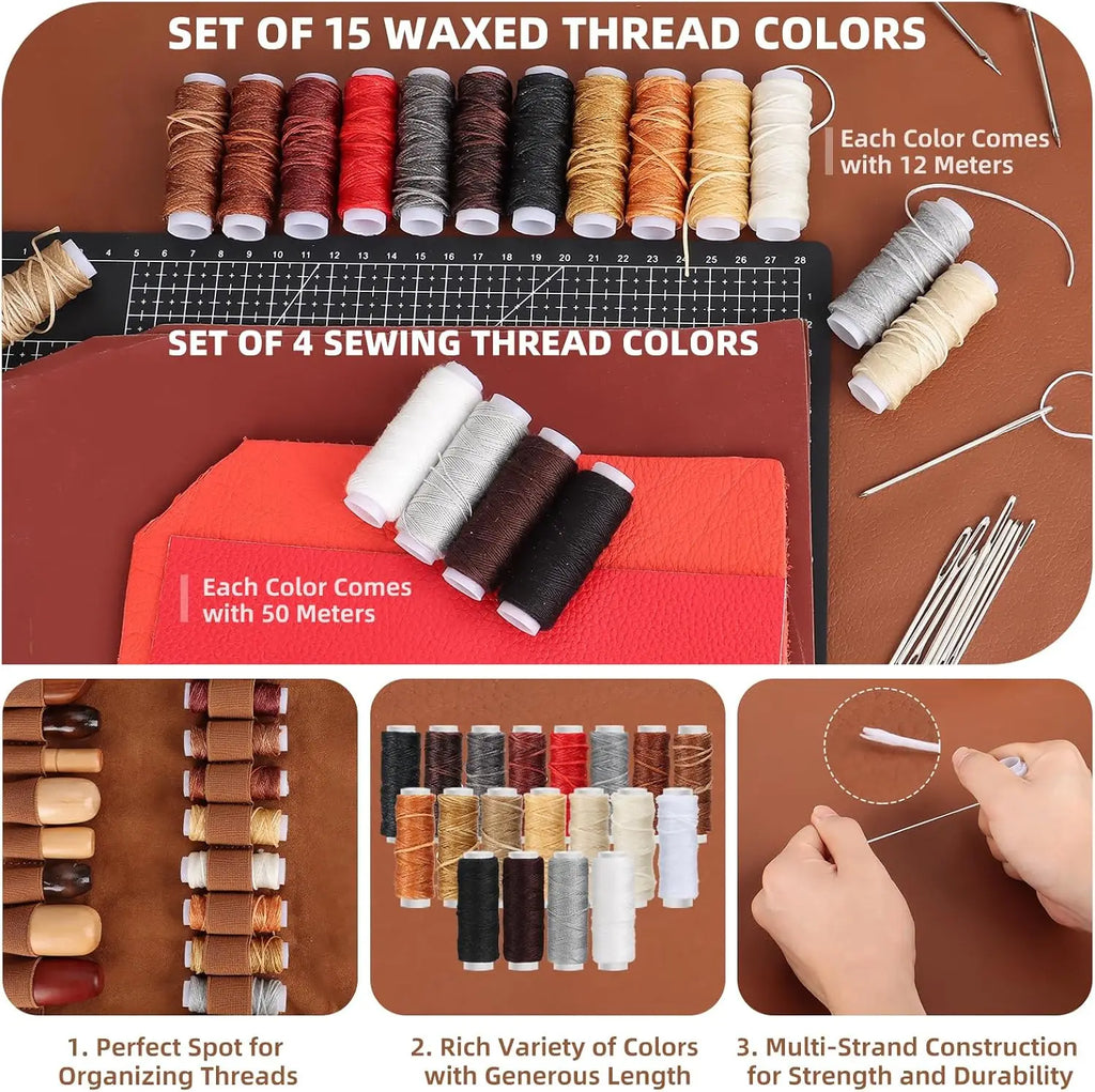 Tanzfrosch Leather Working Tooling Kit All-in-One Set Leatherworking Crafting Tools with Apron Custom Handbag Cutting Mats Stamping Engraving Punching Sewing Sanding Tools for Leather Making Repair Professional
