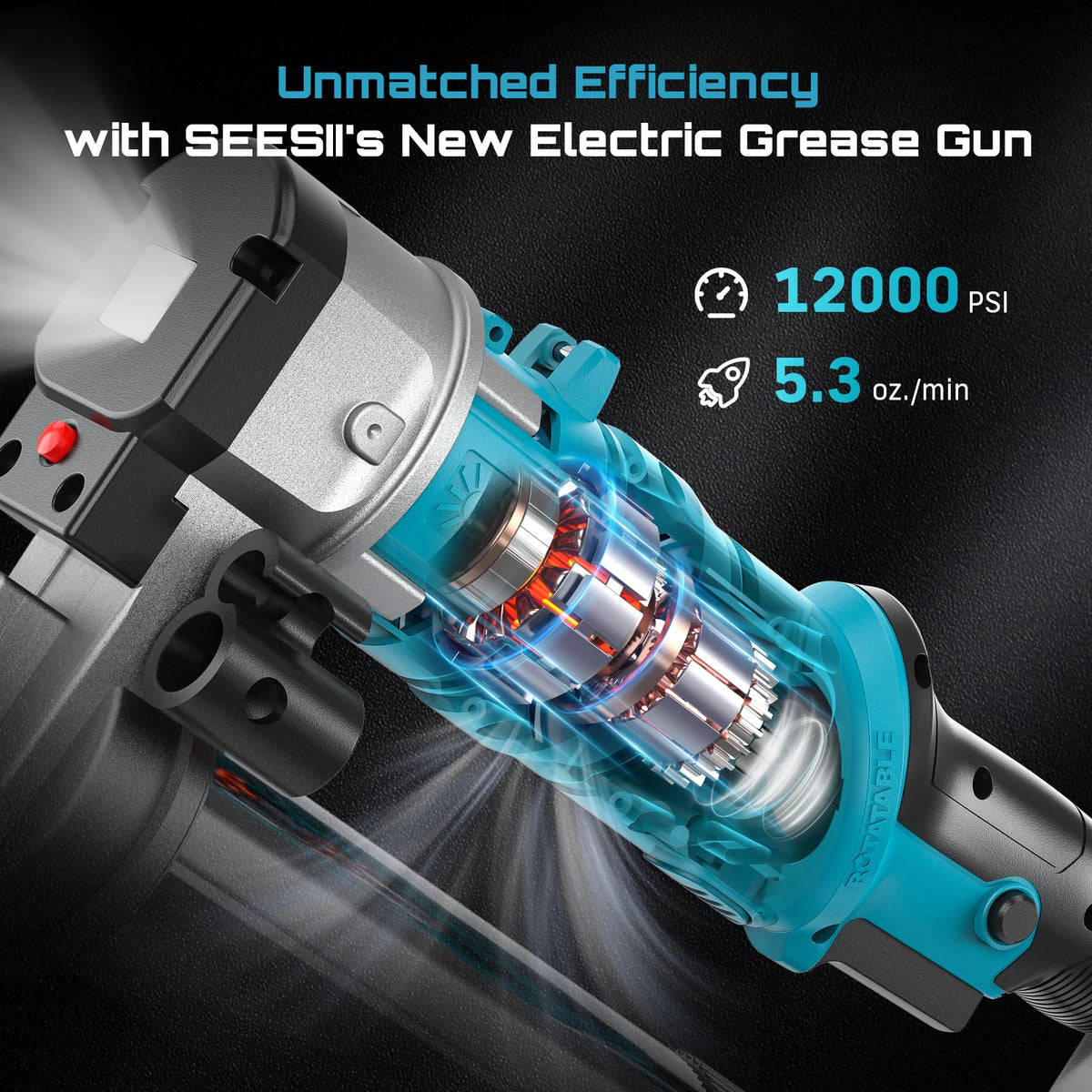 SeeSii Grease Gun 12000PSI 2-in-1 Electric Grease Gun Kit & 4000 PSI Mini Portable Grease Gun Kit Car Oil Pump Oil Change Tool with 2.0Ah Battery Flexible Hose for Automotive Marine Easy Priming Works
