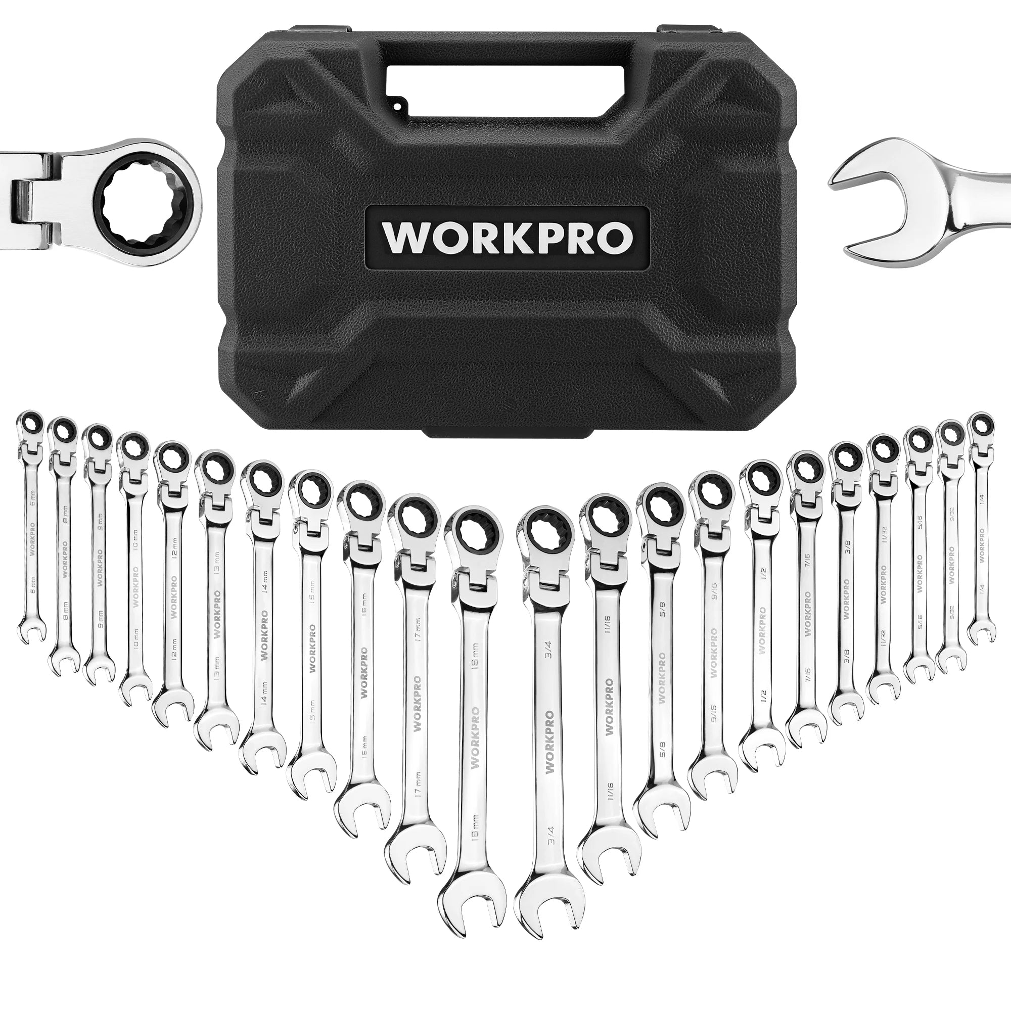 21pc Ratcheting Wrench Set With Case