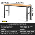 SucceBuy 72cm Woodworking Workbench, Adjustable Height Oak Wood Hardwood Top Worktable, 900KG Capacity for Office Home Workshop
