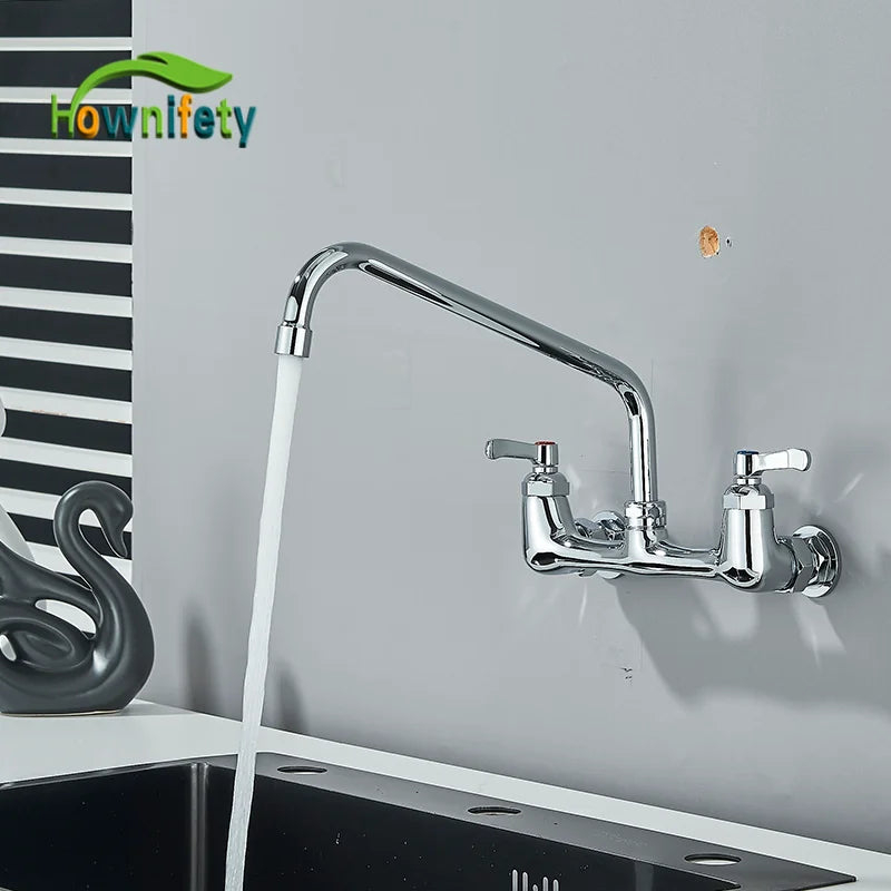 Chrome Kitchen Faucet, Wall Mount, Swing Spigot