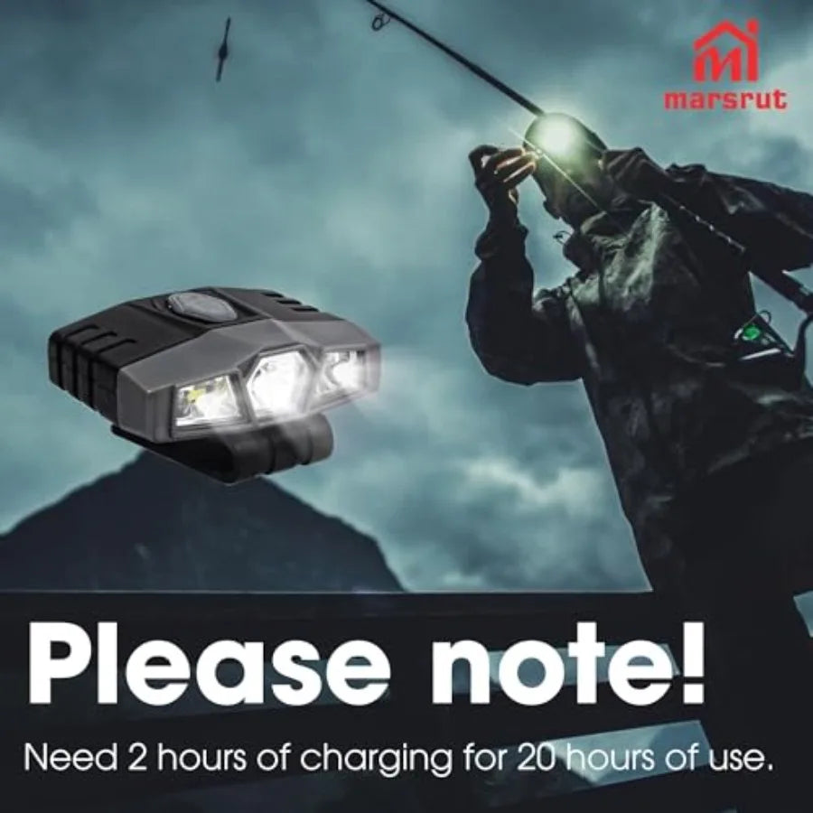 2Pcs Hat Lights Clip On Rechargeable Brim Light, Ultra Bright Micro Mini LED Cap Headlamp 150 Lumens Spotlight, Waterproof Hand