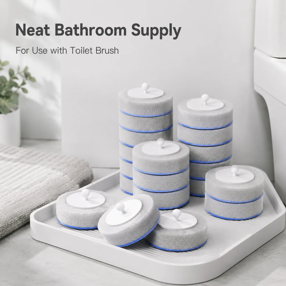 Joybos Grey Disposable Toilet Brush Replacement Heads Disposable Refill Brush Head For Bathroom Toilet‑Cleaning