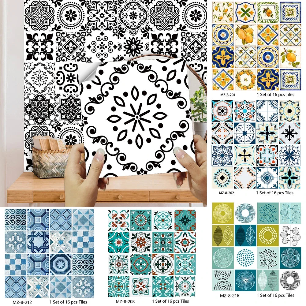 Waterproof Tiles, Peel And Stick, 16 Pieces/Set, PVC