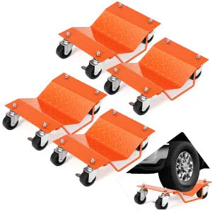 HiMiss Car Wheel Dolly, 6000 lbs/2722 kg Car Moving Cart with Brakes, 2/4 Piece, Heavy-Duty Vehicle Dolly, Moving Cars, Trucks, Trailers, Motorcycles  and Boats