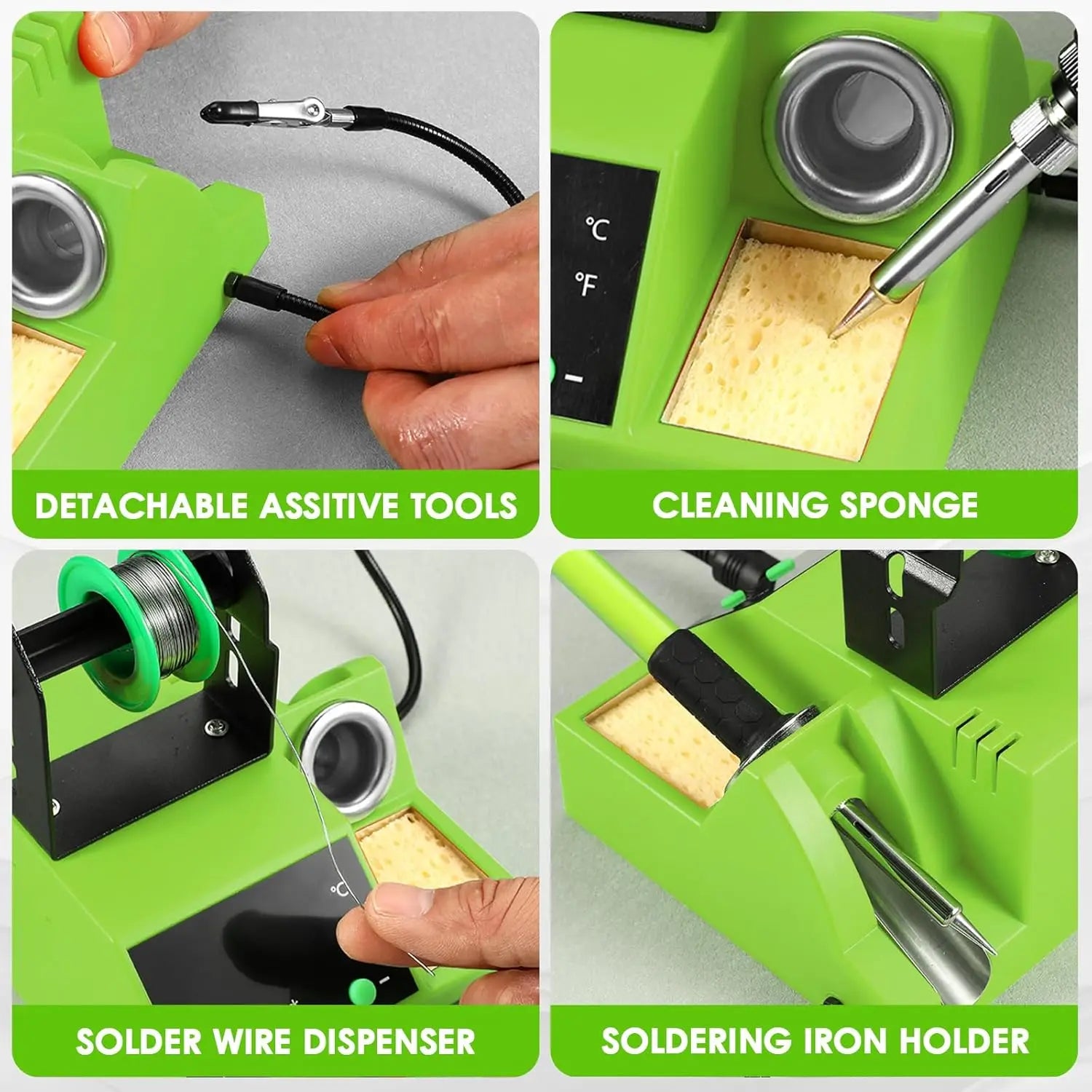 100W Digital Soldering Station Kit with Auto Sleep, Helping Hands, Accessories