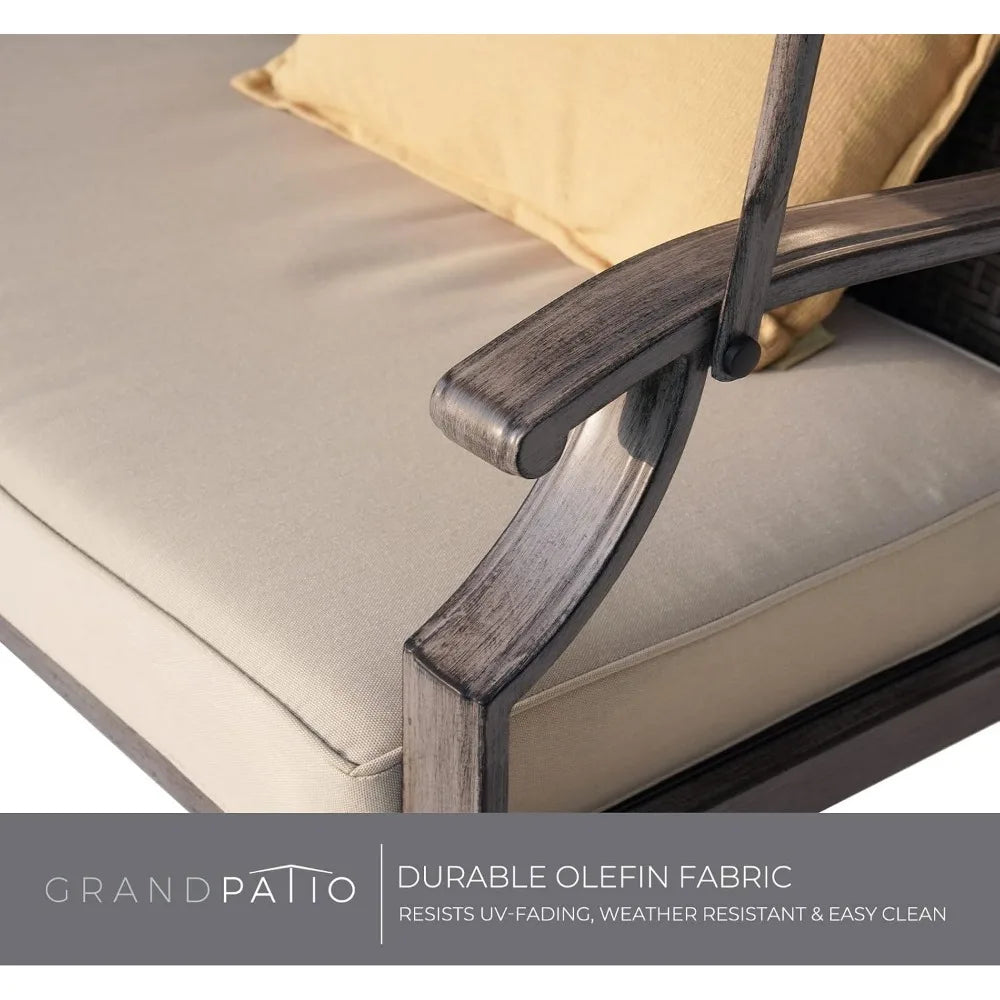 Grand Patio 3-Seat Patio Swing Chair, Outdoor Porch Swing with Canopy, Removable Cushion for Patio Garden Poolside, Beige