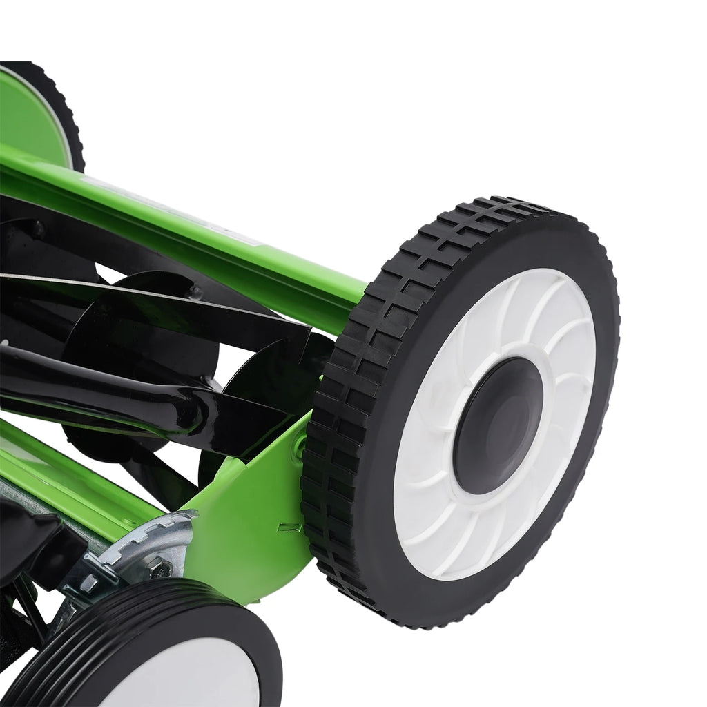 Bymaocar 16 Inch Manual Push Reel Lawn Mower 5-Blade Cordless Lawn Mower with 4 Wheels and Removable Grass Catcher for Home Garden Yard