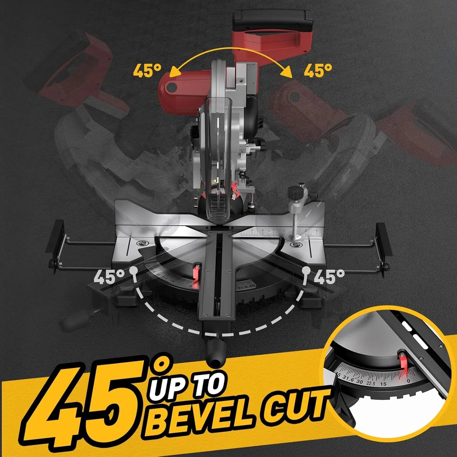 10/12 Inch Single/Dual-Bevel Sliding Compound Miter Saw, 5000/3800RPM, 0-45°, 15 Amp, 36T Blade Precision Cutting
