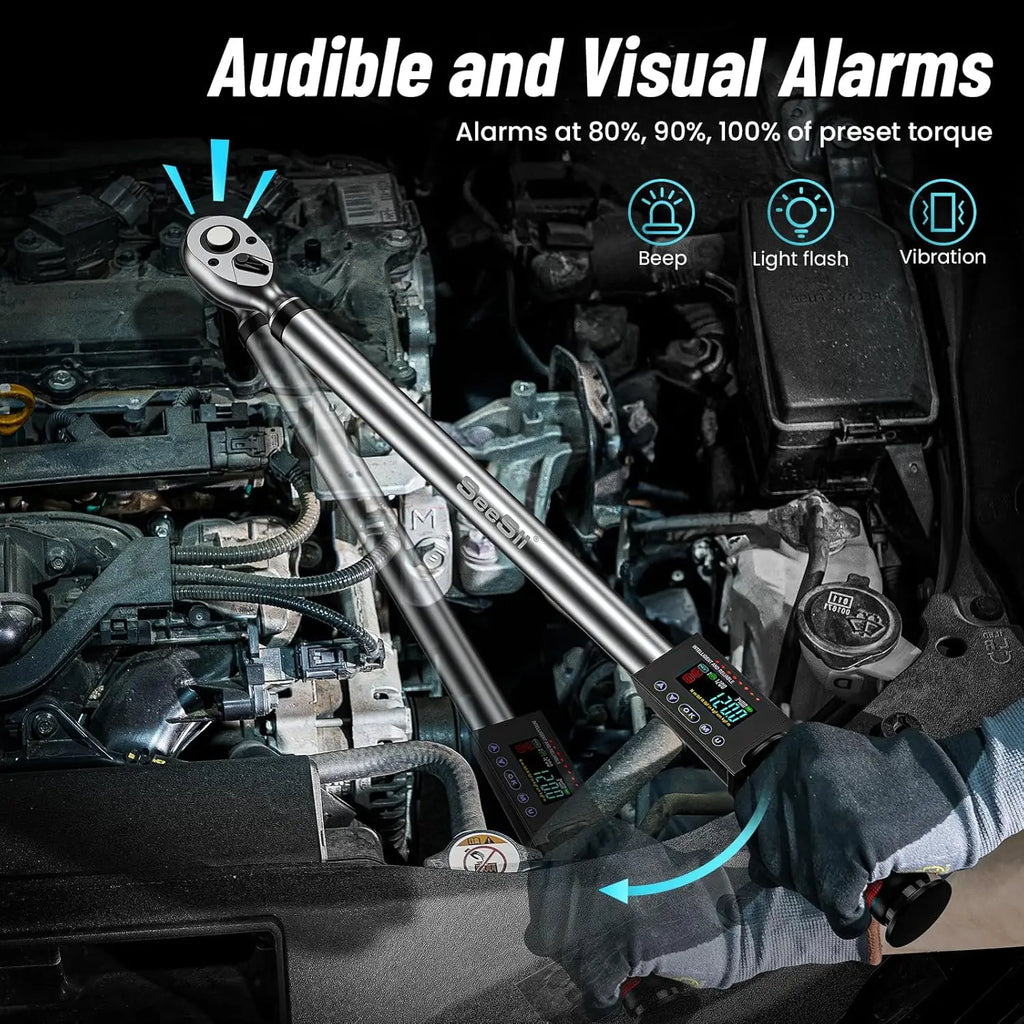 Digital Torque Wrench, !/2 Inch Drive, 3 Adjustable Modes, 340 N.m, 2% Torque Accuracy