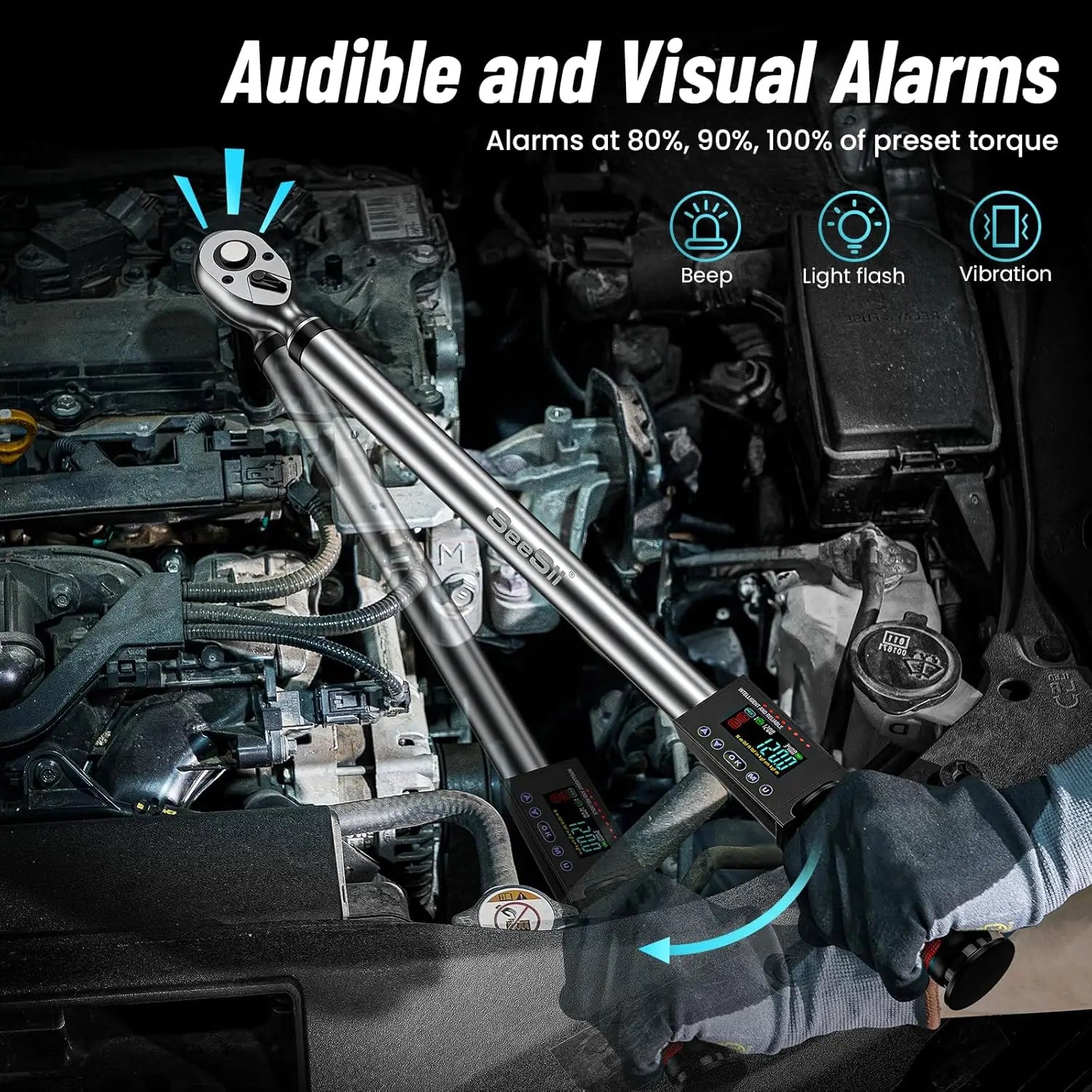 Digital Torque Wrench, !/2 Inch Drive, 3 Adjustable Modes, 340 N.m, 2% Torque Accuracy