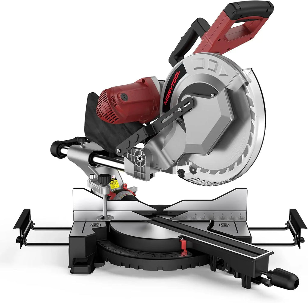 10/12 Inch Single/Dual-Bevel Sliding Compound Miter Saw, 5000/3800RPM, 0-45°, 15 Amp, 36T Blade Precision Cutting