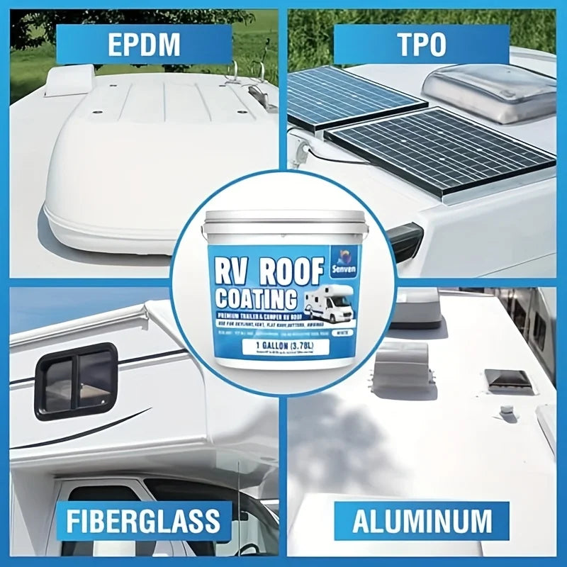 RV Roof Coating, Sealant, White, 1 Gallon, Waterproof, Solar Reflective