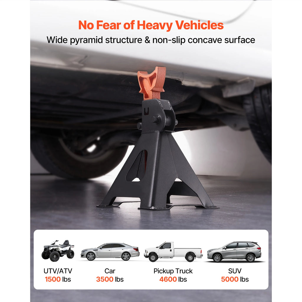 SucceBuy Jack Stands 3 Ton/6 Ton Capacity Heavy Duty Steel Jack Auto Stands with Locking for Lifting SUV Pickup Car and UTV/ATV
Item Model Number: HM3141B/HM3141C/HM6141C