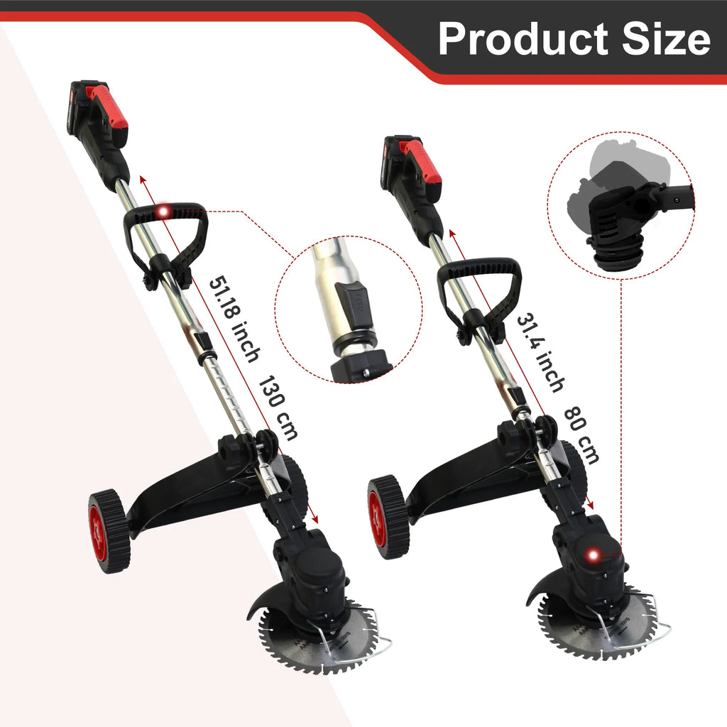 Baokaler 21V Cordless Weed Trimmer Lawn Mower/Edger Lightweight 2 x 1.5Ah Lithium Battery With Charger for Lawn Care Garden