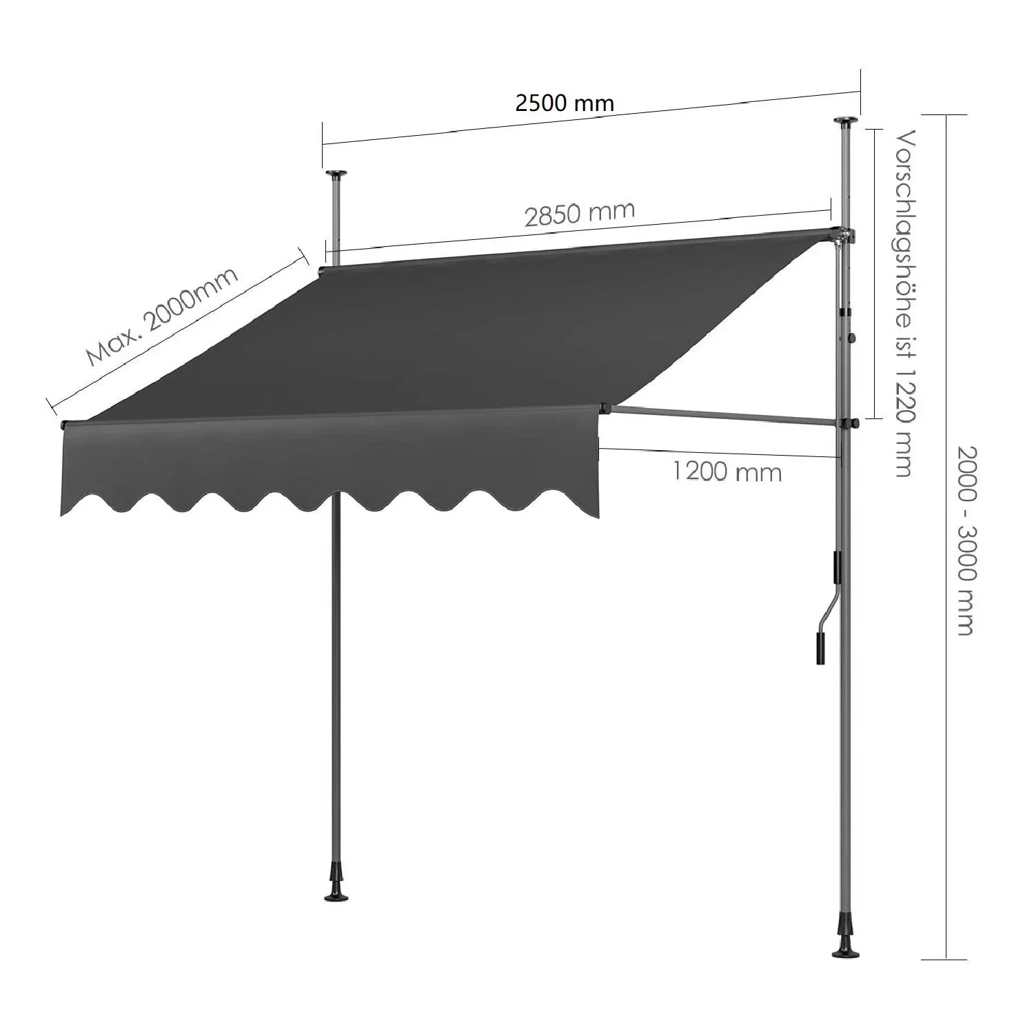 Awning For Balcony And Patio, Garden Awning, Awning With Hand crank