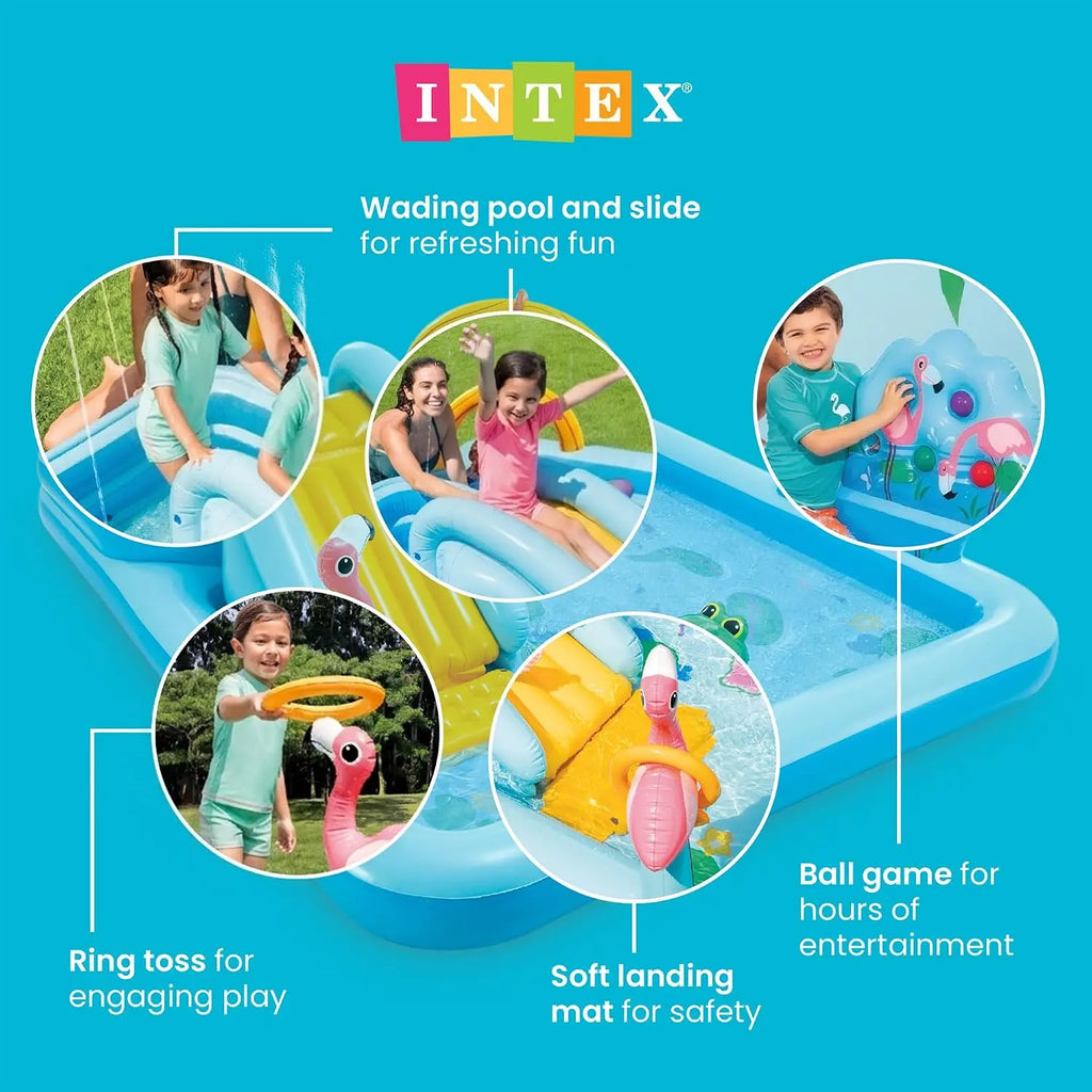 Intex Inflatable Kiddie Pool with Water Slide & Splash Pad for Toddlers, Outdoor Backyard Fun