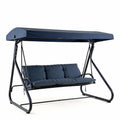 3-Seat Convertible Outdoor Swing Bed With Adjustable Canopy 2-In-1 Patio Glider Bench 750lbs Capacity For Porch Backyard
