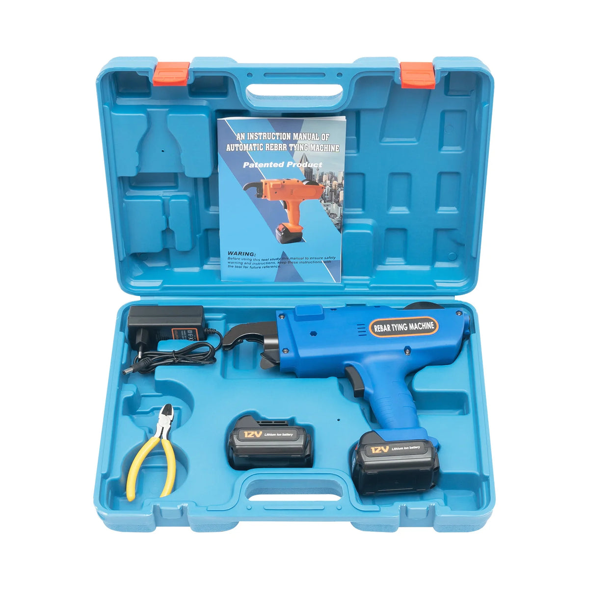 Model-880  8mm-34mm Automatic Rebar Tier Binding Machine 12V 4500mAh Electric Handheld Rebar Tying Machine Wire Pliers Tool Kit w/Batteries