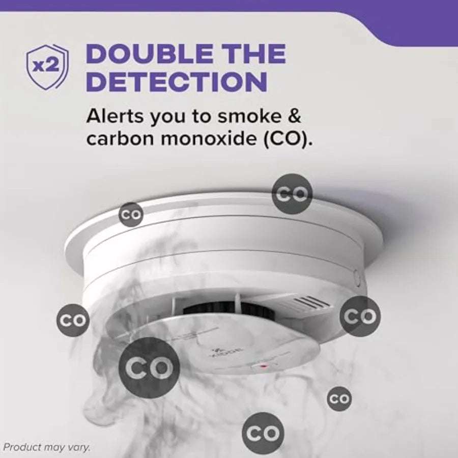 Smoke and Carbon Monoxide Detector for home safety, ABS plastic, white, hardwired with AA battery backup, voice alerts, WIFI Interconnect