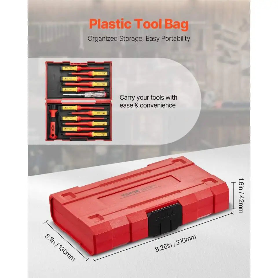 13 Piece 1000V Insulated Screwdriver Set with Magnetic Tips for Professional Electrical Work