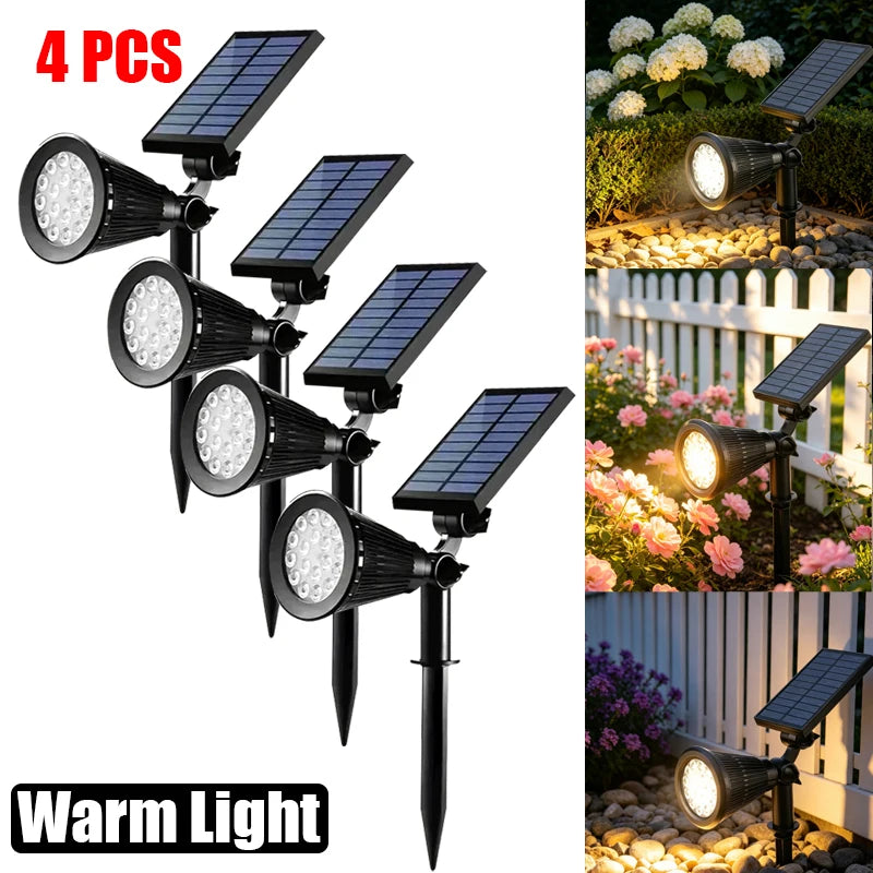 Solar Power Spot Lights Outdoor Waterproof for Christmas Decorations Flag Tree Wreath Santa Claus Snowman Bright LED Landscape Lamp Uplights for Outside Garden Yard Patio Sidewalk Warm White