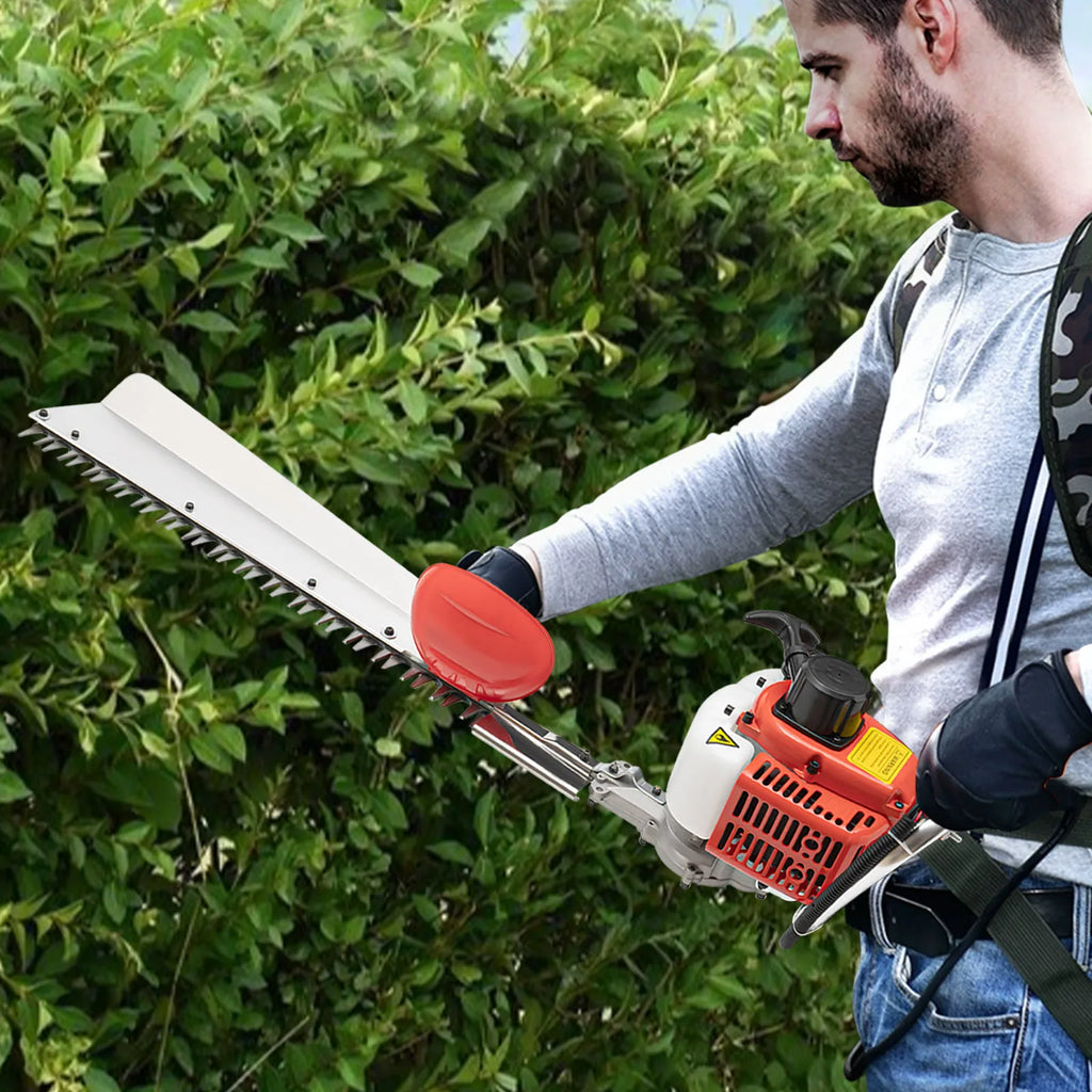 Hedge Trimmer 0.65KW Aluminum Garden Bush Trimmer Tool, 7500r/min, Single-edged Blade Hand-pull Start, 103*26*25 cm