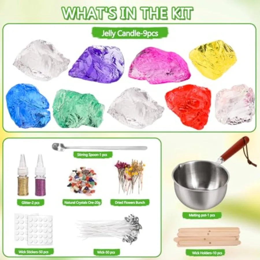 BlingFun Home DIY Candle Making Kit, 7 Colors Gel Wax with Full Accessories, Easy for Beginners