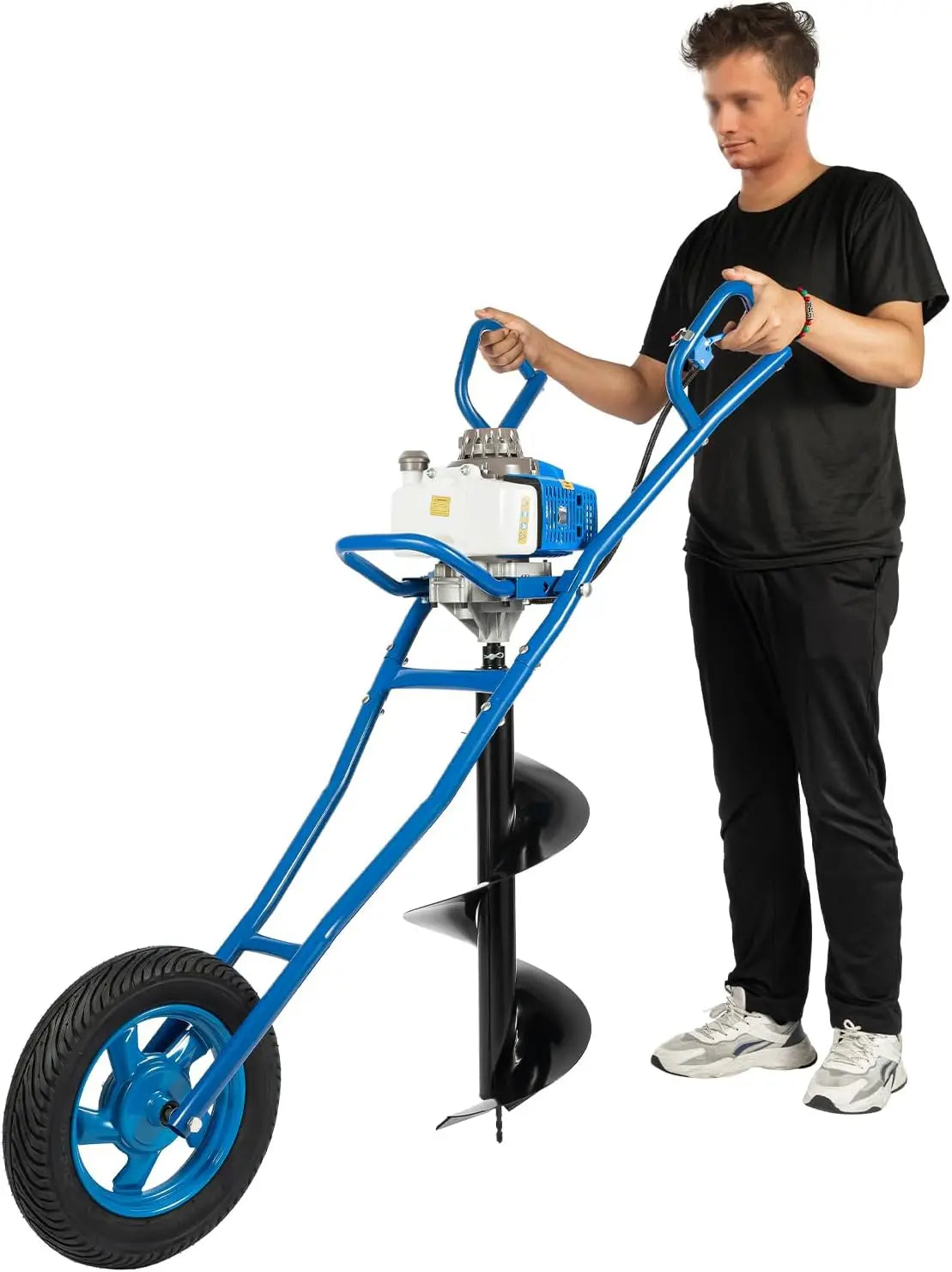 2-Stroke Post Hole Digger, 3HP, Gas Powered, with 11" Bit for Drilling, Blue