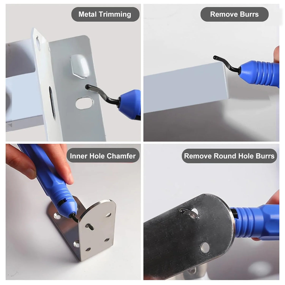 Hand Deburring Tool Kit Burr Removal Reamer Tool Set Ergonomic Handle Debur Knife Deburr Tool NB1000 with 1/11/16/21/31/41 PCS High Grade 360 Degree Rotary Blades Works on Metal Resin PVC Pipes Copper Plastic and 3D Printed E
