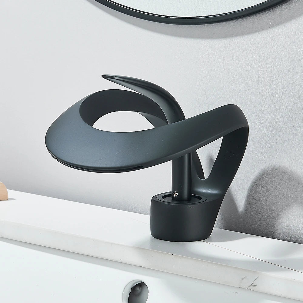 Waterfall Bathroom Sink Faucet, Modern Design, Single Handle